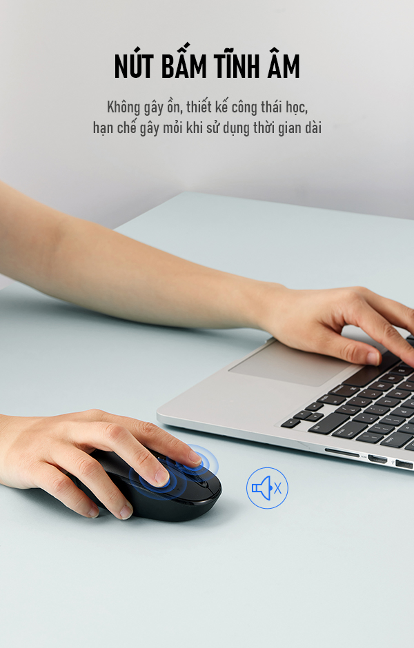 Chuột Không dây USB 2.4G & Bluetooth 5.0 ROBOT M360 Kết nối chế độ kép Tĩnh Âm 1800DPI Hàng chính hãng