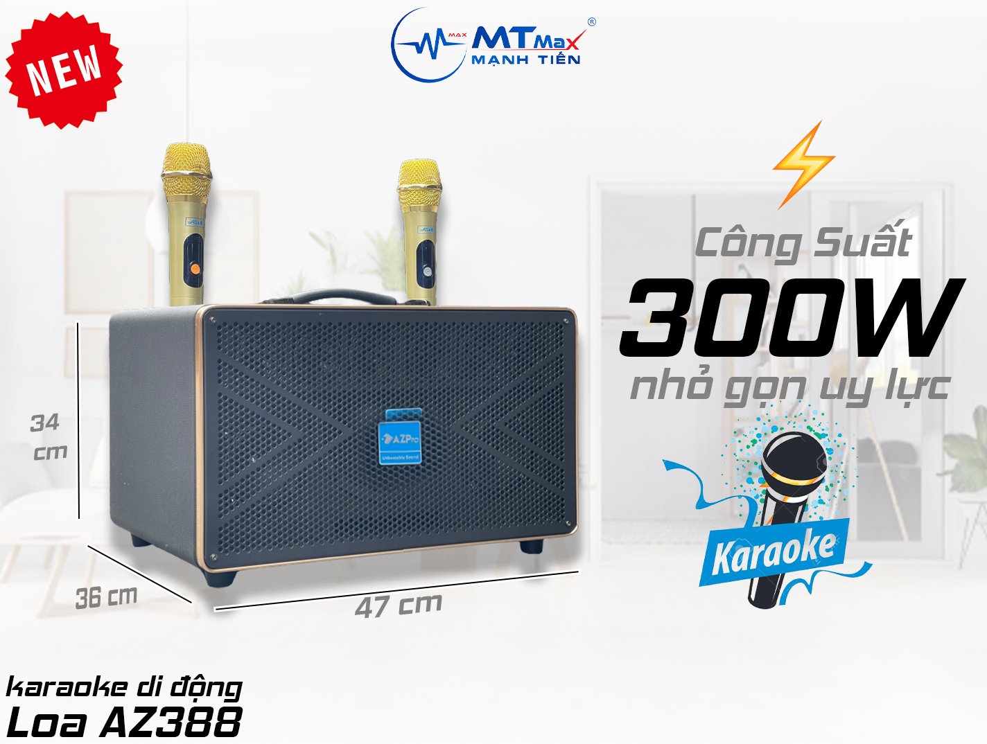 Loa di động AZPRO AZ 388 karaoke CHẤT LƯỢNG CAO âm thanh cực chi tiết