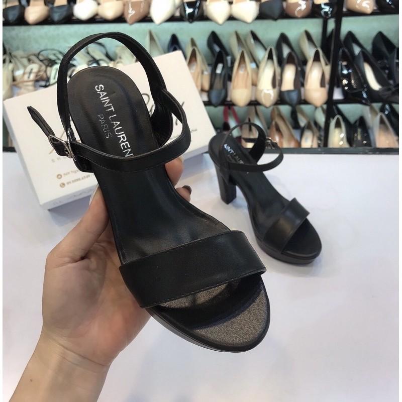 Sandal da lì đúp đế quai ngang gót trụ 12p cực chắc chắn Việt Nam xuất khẩu