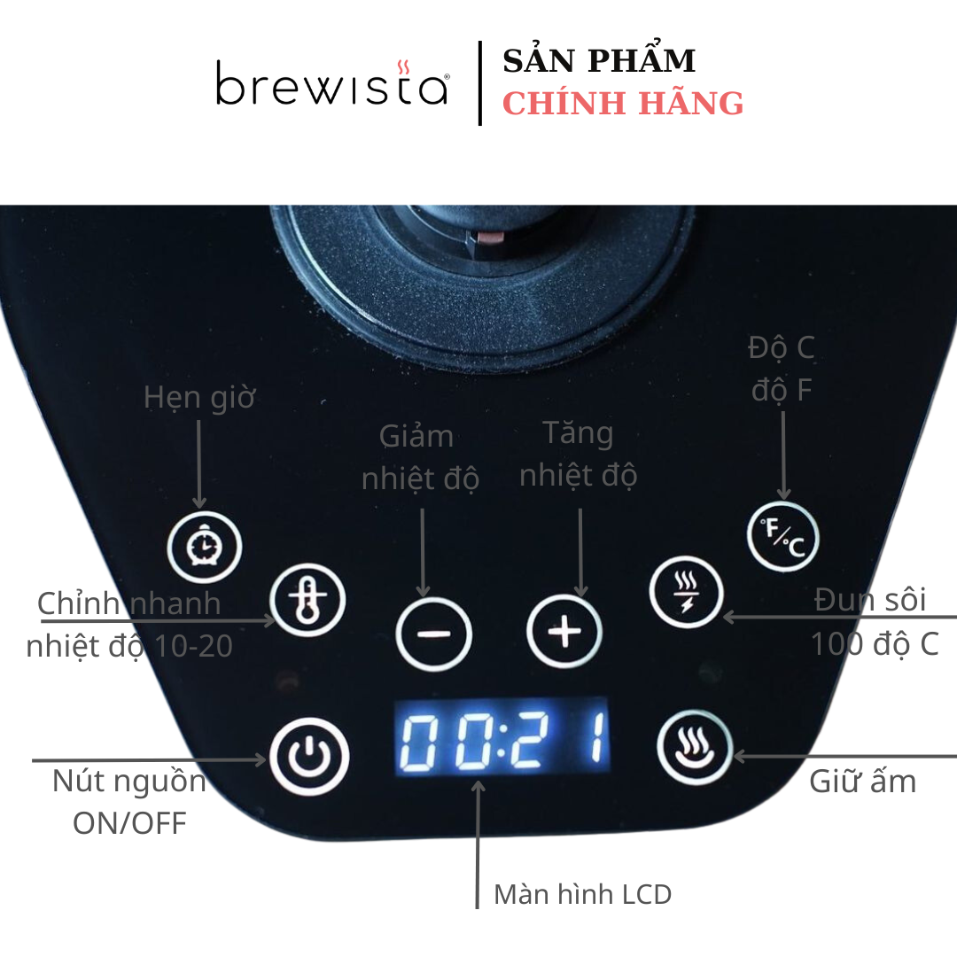 Ấm đun kiểm soát nhiệt độ Brewista Aurora 600ml - Sand Black
