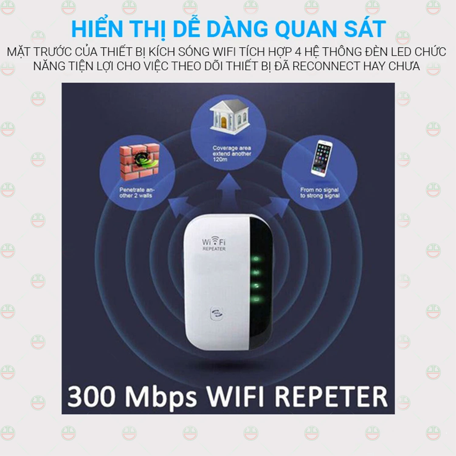 Kích Sóng Wifi Mạnh Mẽ KhoNCC Hàng Chính Hãng Tăng Cường Khoảng Cách - Chuẩn N 300Mbps - Phủ Nhà Nhiều Tầng - Hàng Quán Ăn Cafe Sân Vườn
