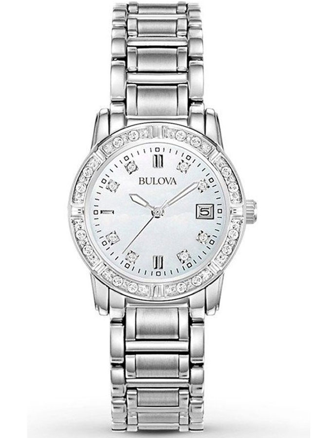 Đồng Hồ Nữ Bulova Đính Kim Cương Dây Thép Không Gỉ 96R105 - Mặt Xà Cừ