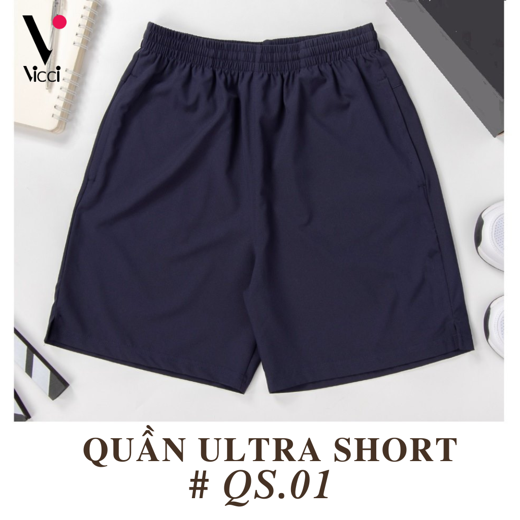 Quần short thể thao nam Vicci QS.01 chất liệu mềm nhẹ, co giãn, thoáng khí, túi có kéo khóa an toàn tiện lợi, kiểu dáng thể thao năng động
