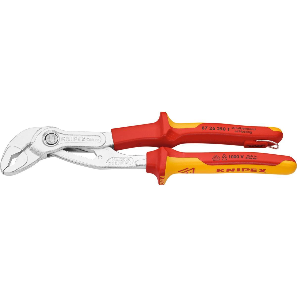 KNIPEX KỀM NƯỚC KNIPEX COBRA DÀI 250 MM CÓ VÒNG MÓC DÂY ĐAI AN TOÀN 87 26 250 T