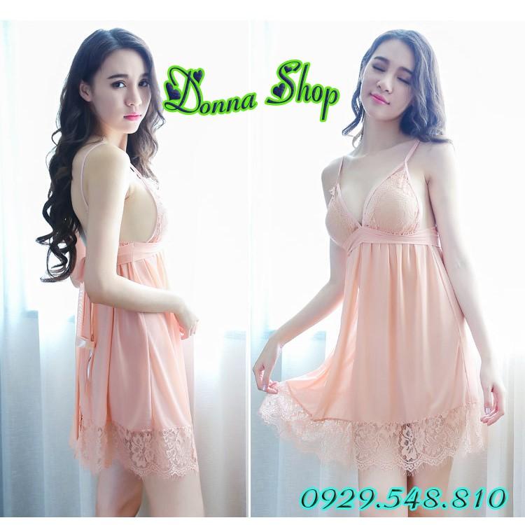 Váy ngủ sexy - Chất liệu voan ren mềm mịn - Mã DN07 màu hồng