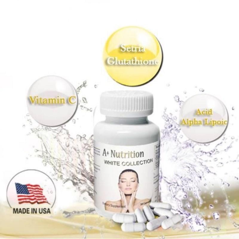 HÀNG NHẬP KHẨU - Viên Uống WHITE Collection A+ Nutrition Trắng Sáng Da Giảm Sạm Nám Chống Lão Hoá Hộp 60 Viên