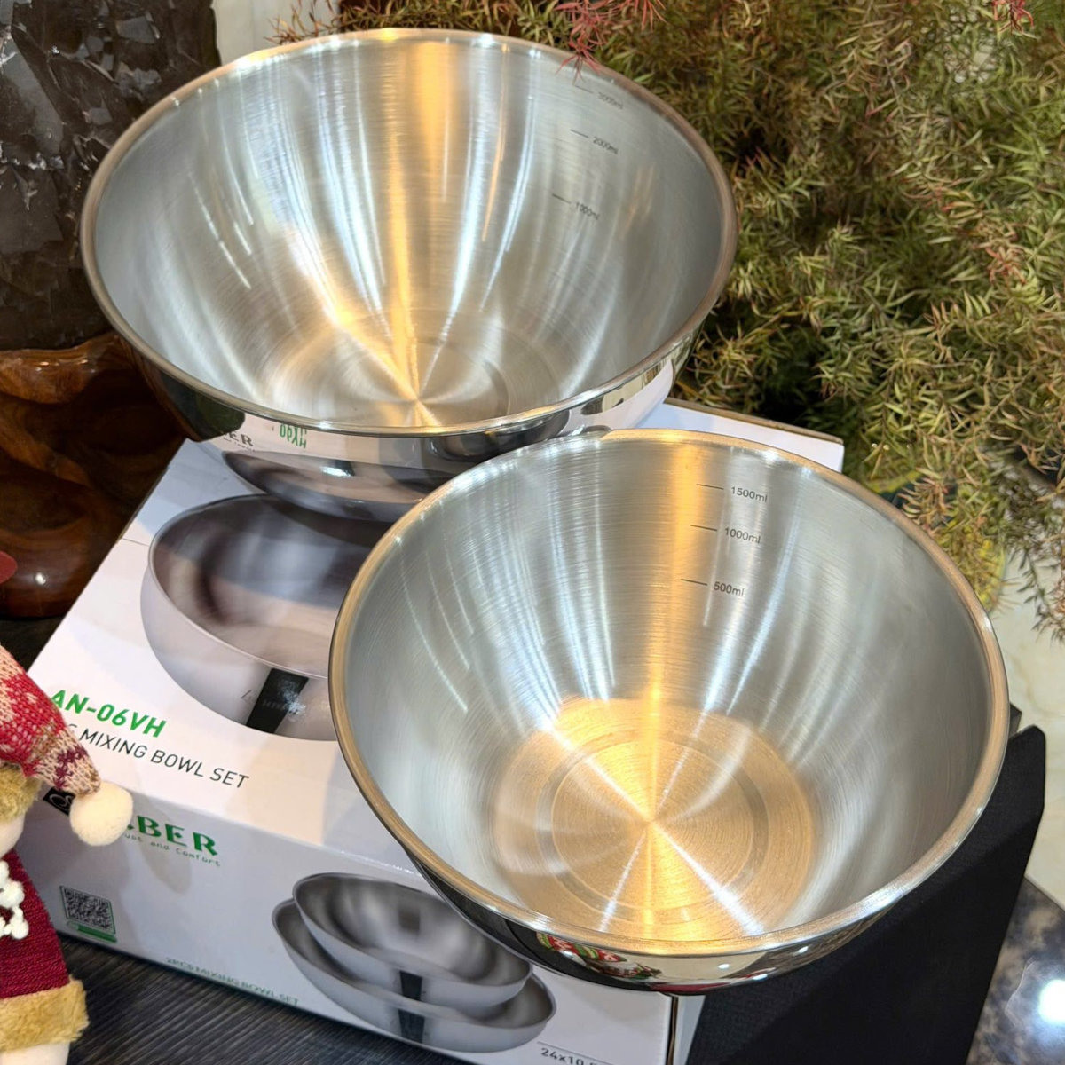 Bộ 2 bát tô trộn Inox cao cấp Arber AN-06VH (20cm và 24cm)