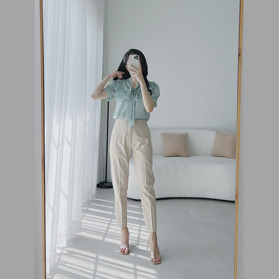 Quần công sở nữ cạp cao li gân thời trang Eden - Q015
