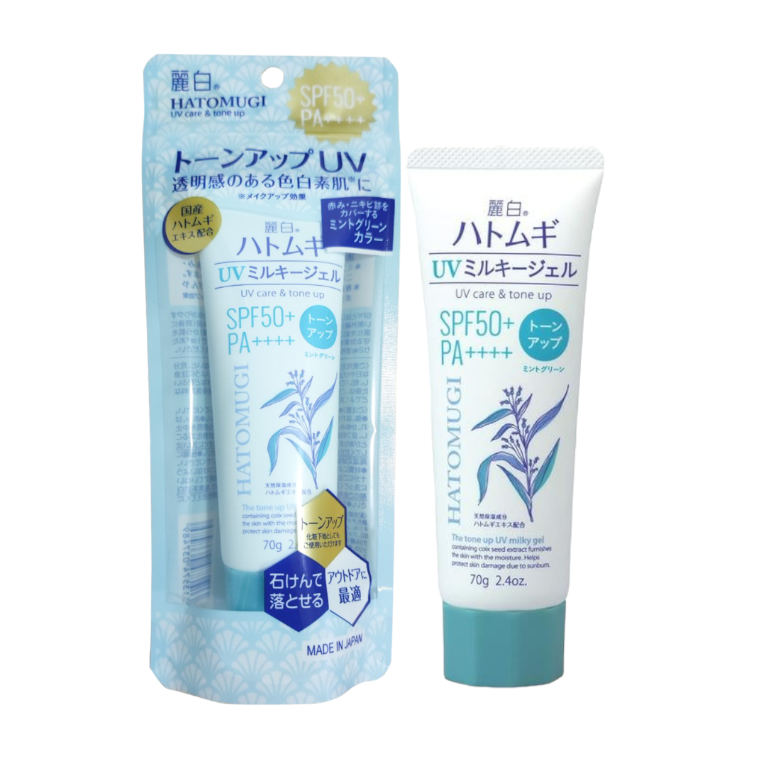 Gel Chống Nắng Nâng Tone Và Dưỡng Sáng Da Hatomugi UV Care & Tone Up Milky Gel SPF50 Pa++++ Mint Green