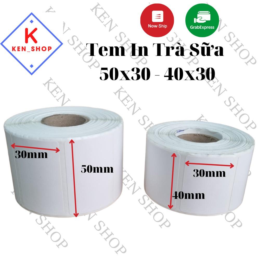 Giấy in tem trà sữa 50x30 (950 tem), 40x30 ( 800 tem) decal nhiệt, giấy in tem dán trà sưa, trà chanh