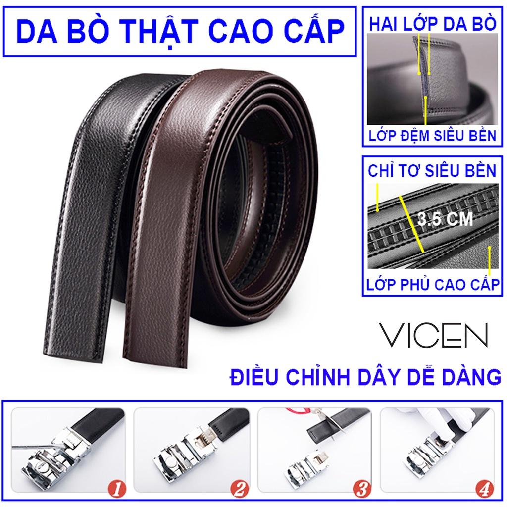 Thắt Lưng Nam Da Bò Thật Hai Lớp Cao Cấp VICENZO Khóa Hợp Kim Đúc Chống Rỉ Cam Kết Bảo Hành Lỗi 1 Đổi 1