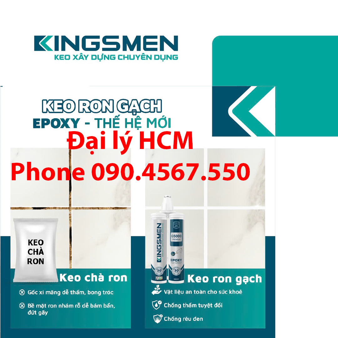 Keo Ron Gạch Epoxy G9000 - Thế Hệ Mới Kingsmen. RON GẠCH TRẮNG SẠCH 30 NĂM - Keo Ron gạch 2 thành phần