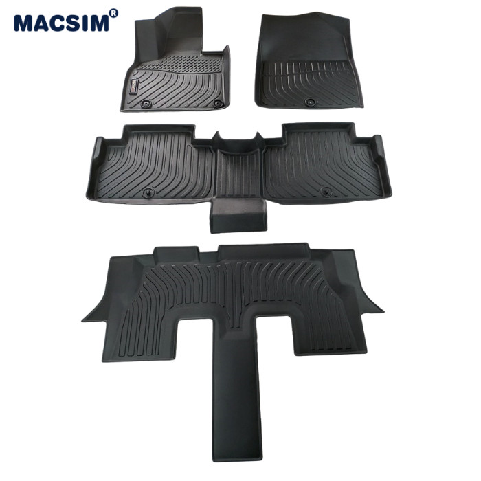 Thảm lót sàn xe ô tô KIA Telluride 2022 - chất liệu TPV thương hiệu Macsim màu đen