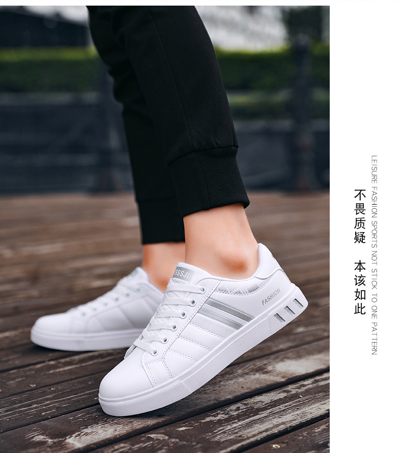 Giày thể thao sneaker nam Sans202 trắng sọc bạc