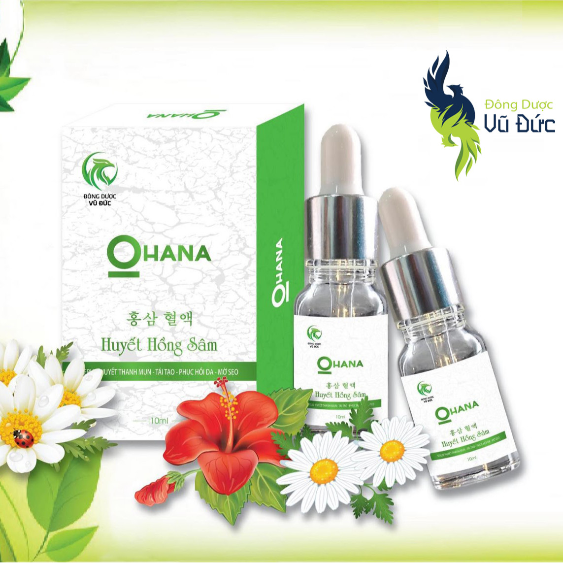 Huyết Hồng Sâm Ohana Vũ Đức Hỗ Trợ Trị Mụn Tái Tạo Căng Bóng Mờ Sẹo