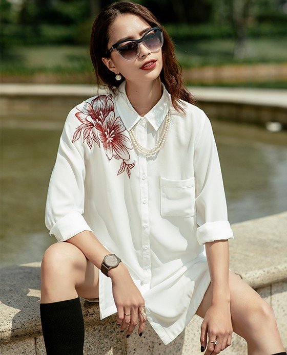 Áo Thêu 3D Kiểu Áo Sơ Mi Oversized Cá Tính | Thời trang thiết kế Hity
