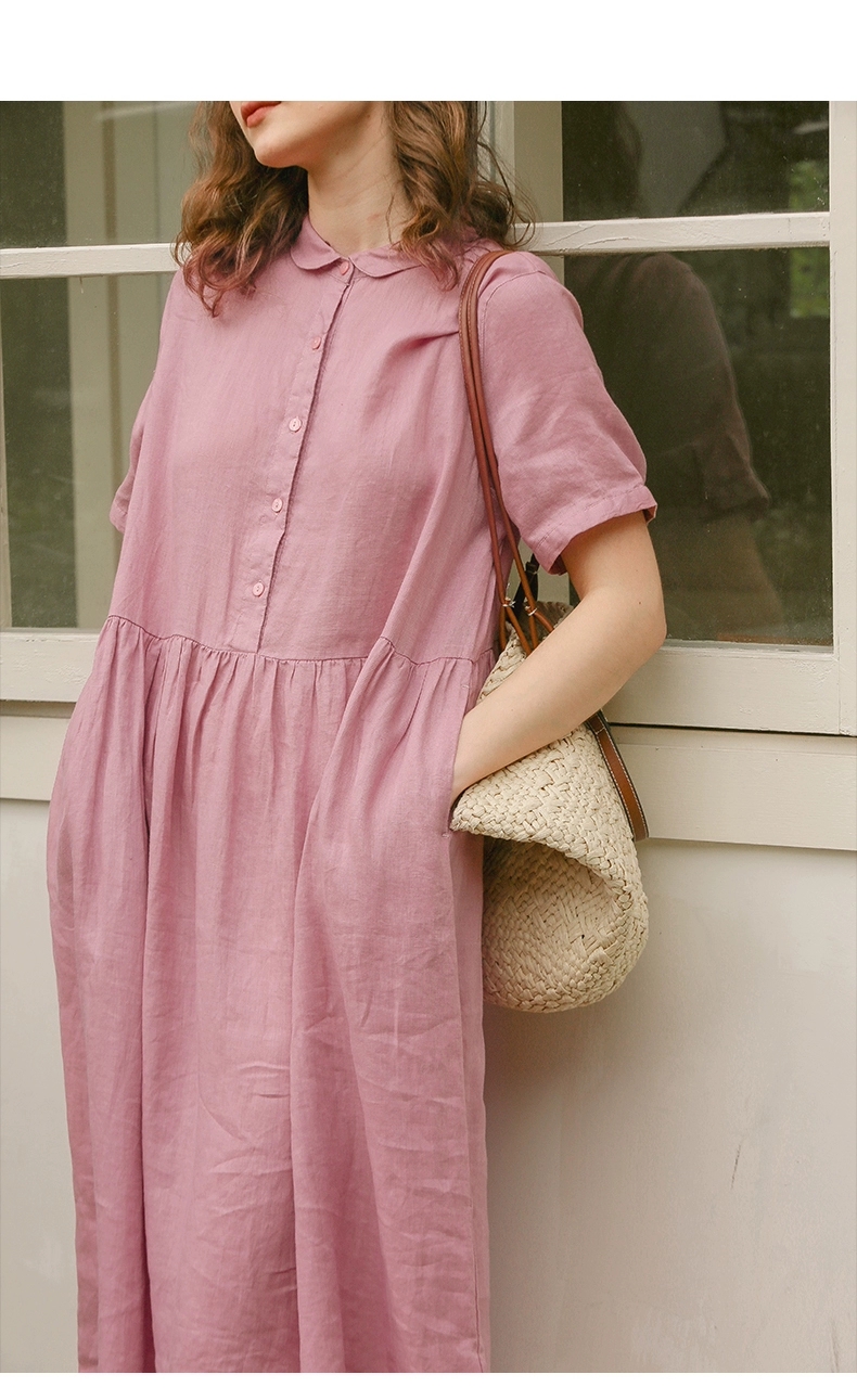 Đầm váy babydoll thiết kế dáng suông cổ sơ mi chất liệu thoáng mát. sang trọng, lịch sự mẫu mới