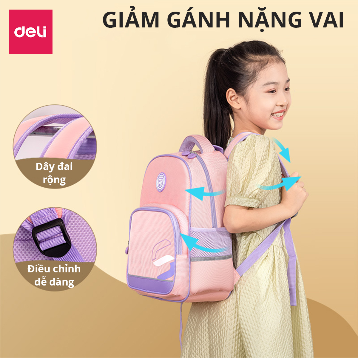 Balo Học Sinh Cặp Chống Gù Lưng Có Phản Quang Deli - Nhiều Màu Sắc Đẹp Mắt Cho Bé Trai, Bé Gái Đi Học, Đi Chơi Mẫu Giáo, Cấp 1 - B10 / B13 / B14