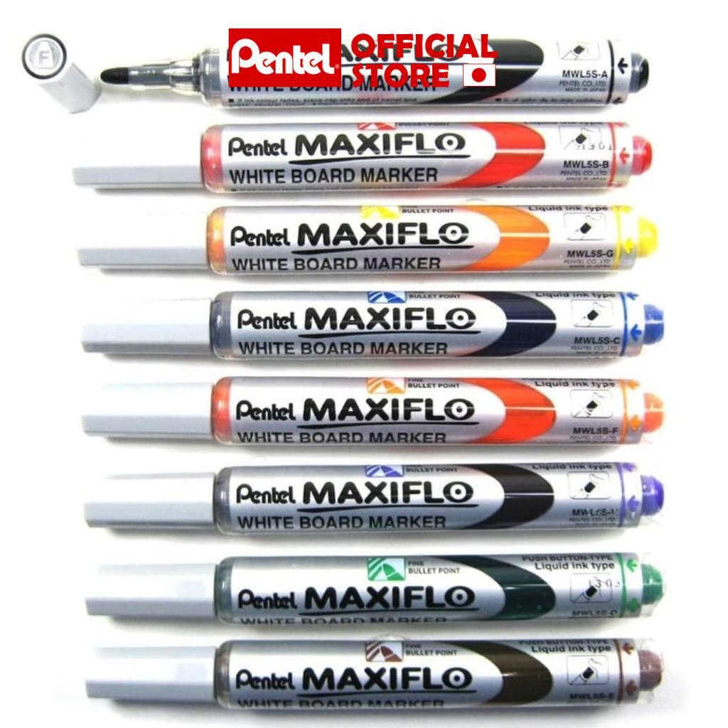 Bút Dạ Bảng Pentel MWL5 | Mực Ra Đều | Có Thể Viết Ở Tư Thế Dốc Ngược | 3 Màu Mực