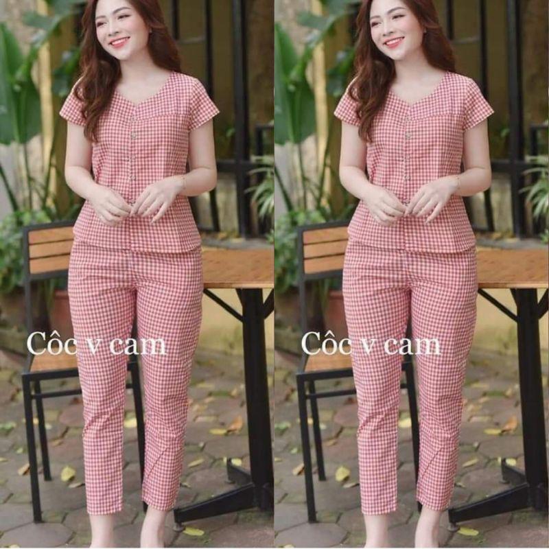 Đồ bộ cao cấp kẻ xinh