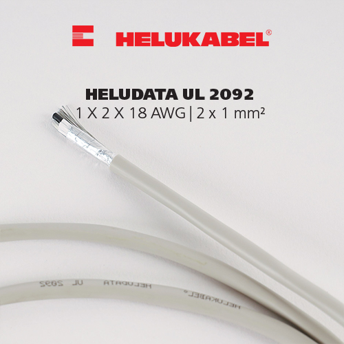 Dây cáp dữ liệu HELUDATA UL 2092 | 1 X 2 X 18AWG | 2 x 1 mm² 