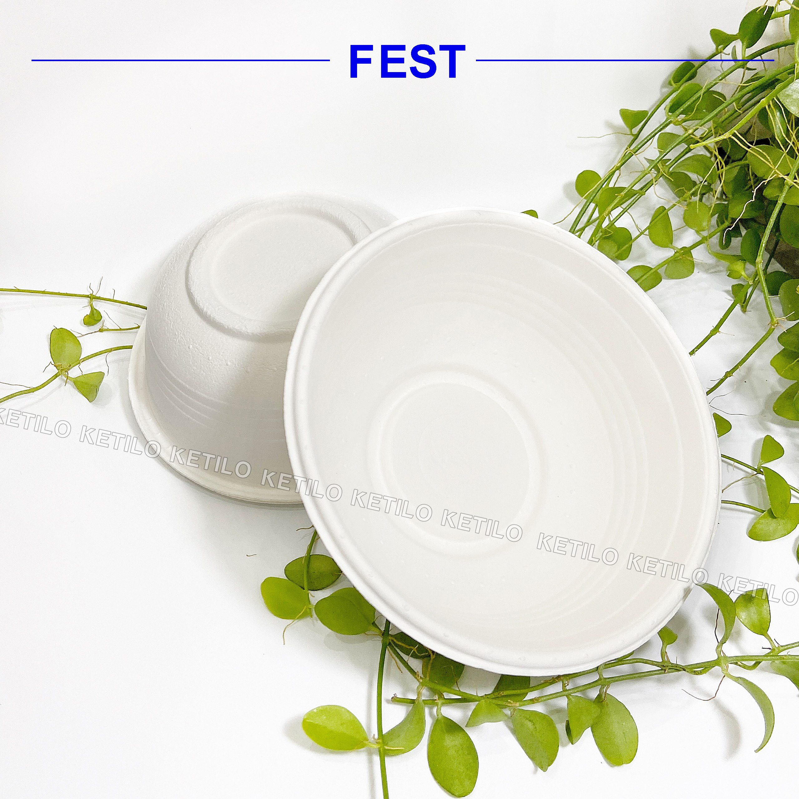 Tô Giấy FEST BIO BOWL 875ml Trắng THÁI LAN Cao Cấp Hàng Nhập Khẩu, 100% Giấy Nguyên Chất, Dùng được Trong Lò Vi Sóng, Lò Nướng, An Toàn Tiện Lợi - CHÍNH HÃNG F0013 (Tặng Móc Khóa KETILO Dễ Thương))