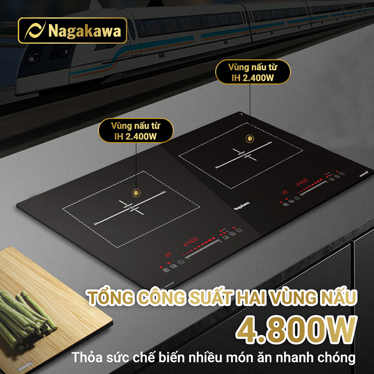 Bếp Đôi Điện Từ Inverter Nagakawa NAG1214M - Hàng Chính Hãng