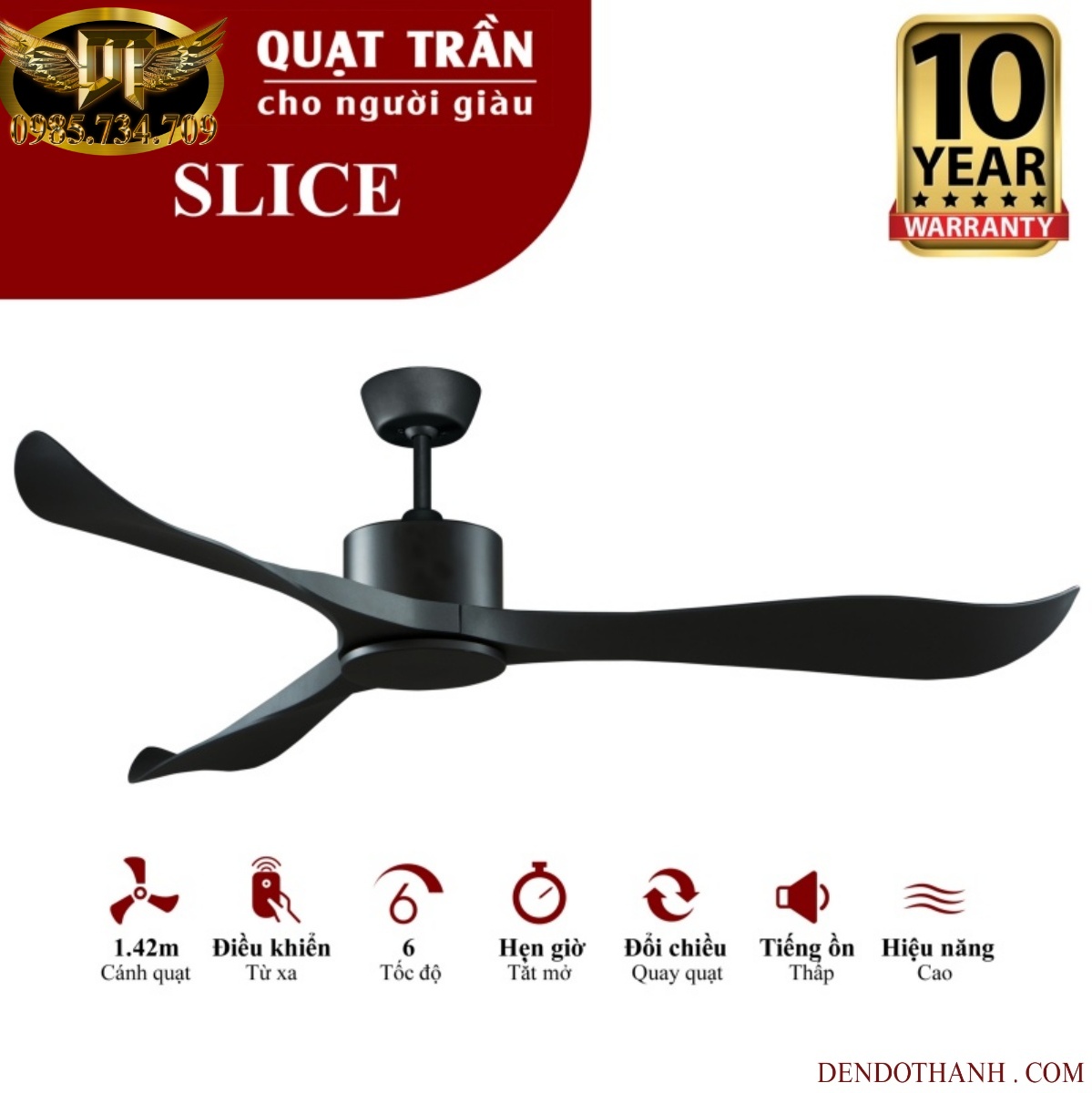 Quạt trần MR VŨ slice quạt trần cho người giàu mẫu 3 cánh hiện đại đơn giản trần thấp tiết kiệm không gian QTD