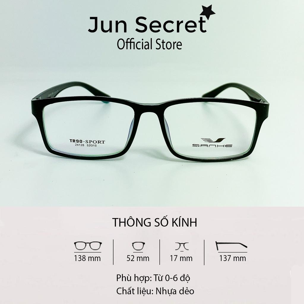 Gọng kính giả cận nam nữ thời trang gọng nhựa Jun Secret dáng vuông ôm mặt JS24128