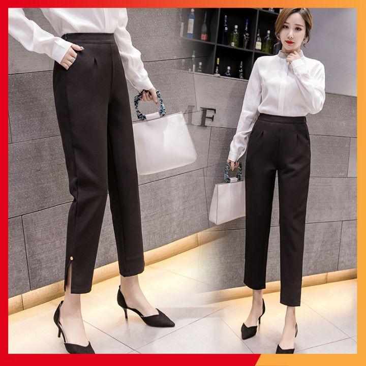 Quần baggy xẻ tà ️ SANG CHẢNH ️Quần công sở ống xẻ tà có khuy tạo điểm nhấn cực kỳ sang chản