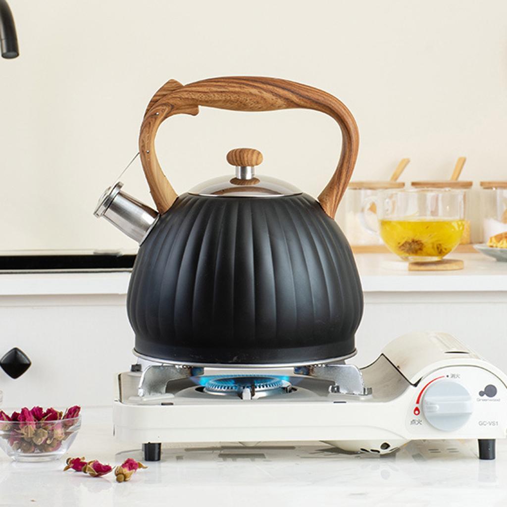 3.5L Whistling Tea Kettle Tea Pot Water Kettle Wood Pattern Handle