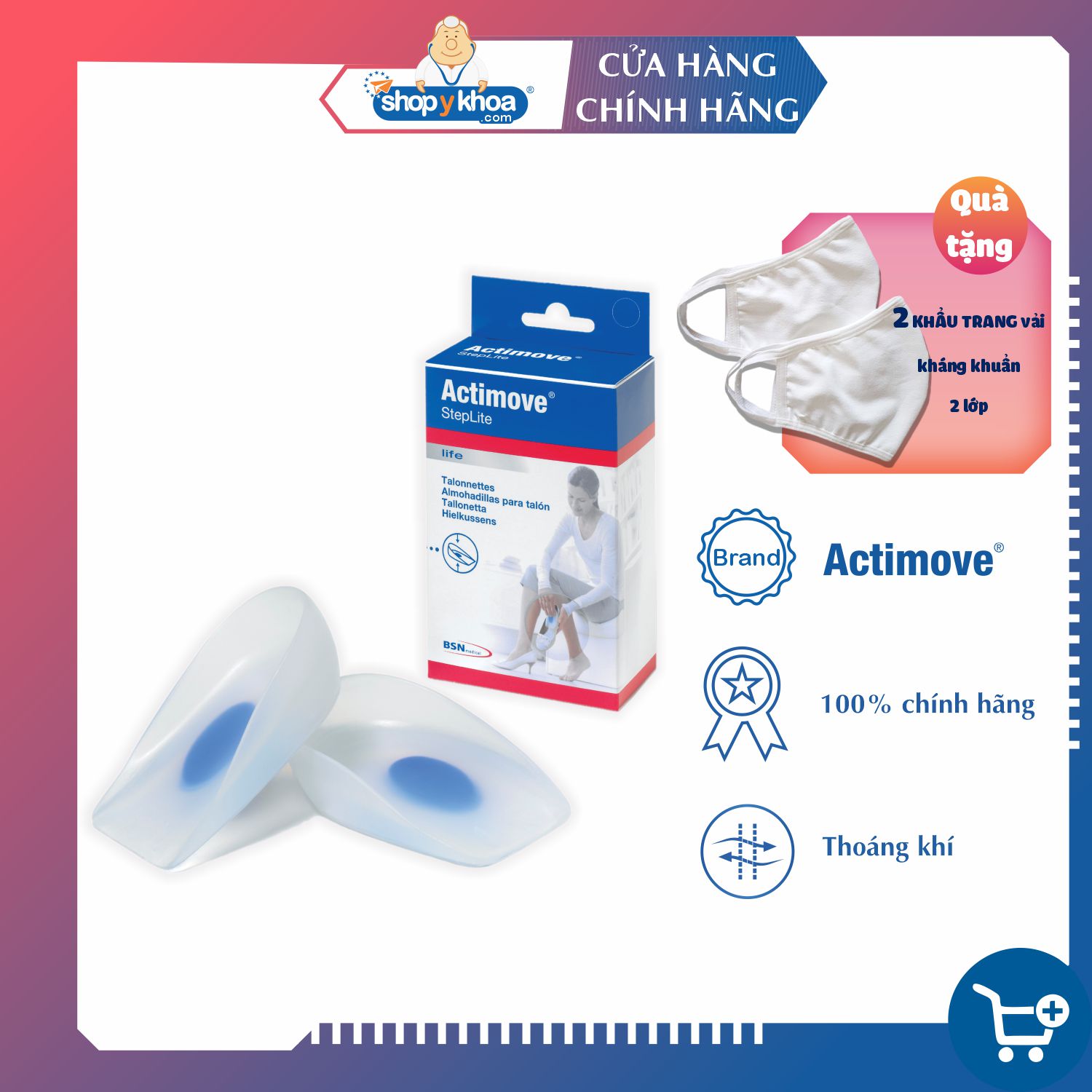 Đệm gót chân silicone tăng chiều cao Actimove Steplite