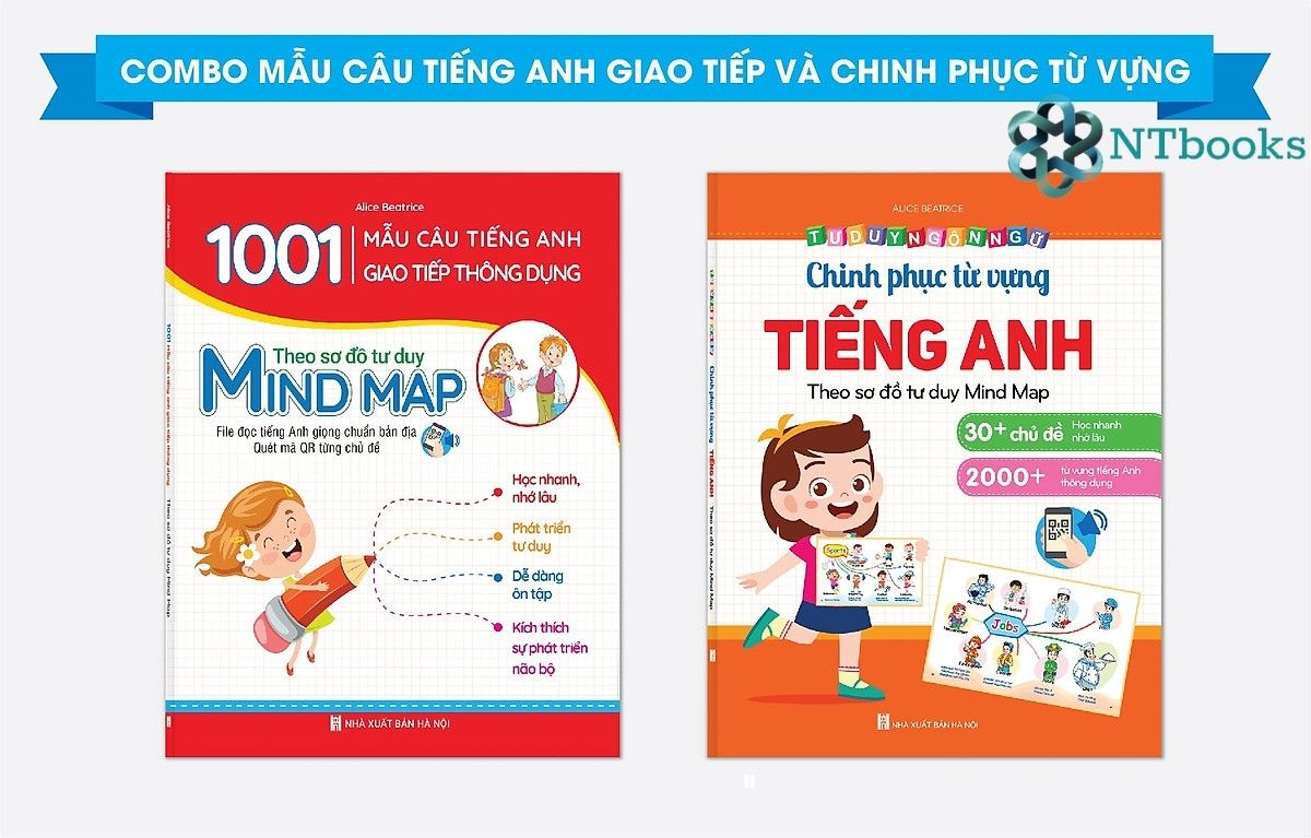 Bé Học Tiếng Anh Combo 2 Cuốn 1001 Mẫu Câu Tiếng Anh Giao Tiếp Thông Dụng Và Chinh Phục Từ Vựng Tiếng Anh Theo Sơ Đồ Tư Duy Mind Map Kèm file nghe giọng chuẩn