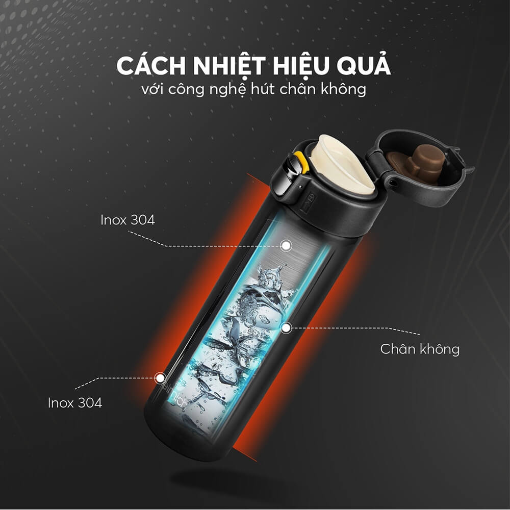 Bình giữ nhiệt inox 304 Elmich EL8295 dung tích 500ml, Hàng chính hãng, nắp bật 1 chạm, có miệng rót - JoyMall