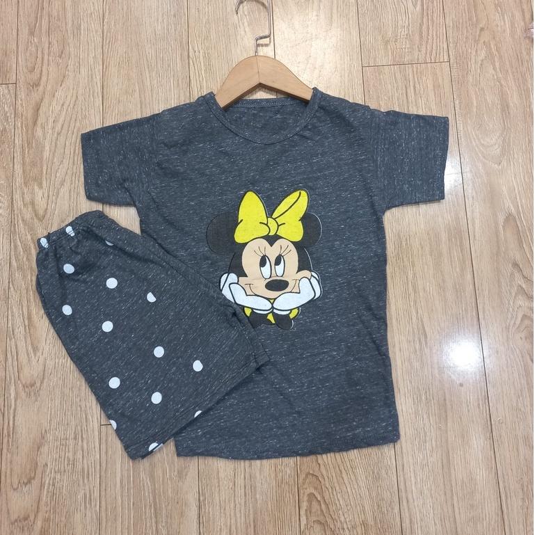 Bộ cộc tay in hình mickey, gấu, thỏ cotton cho bé gái Cizi.shop