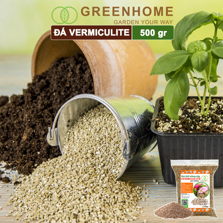 Đá Vermiculite (vơ mi), bao 500gr, ươm hạt giống, trồng rau mầm, đất hoa hồng, sen đá, thuỷ canh |Greenhome