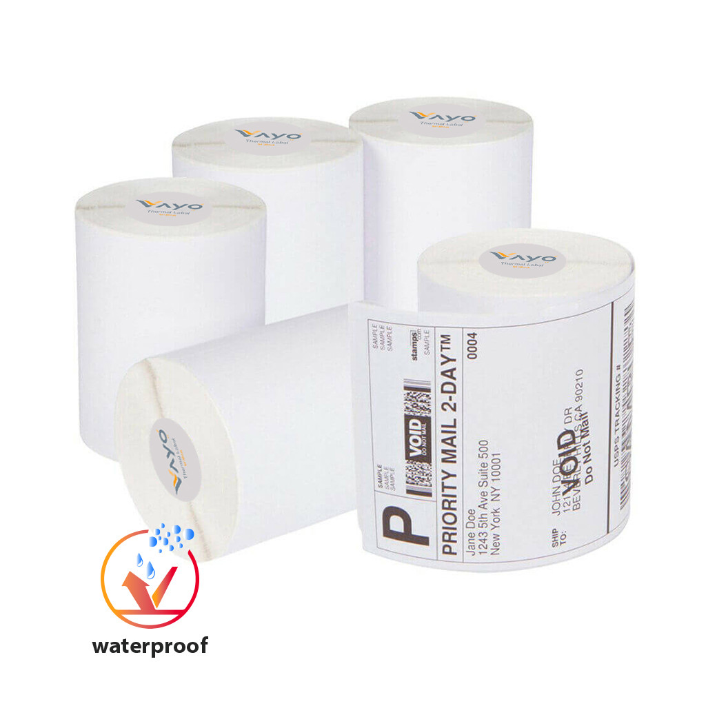 Cuộn giấy in nhiệt giấy in bill VAYO 75x100mm - loại 30m, tự dính,chống nước, dành cho TMĐT
