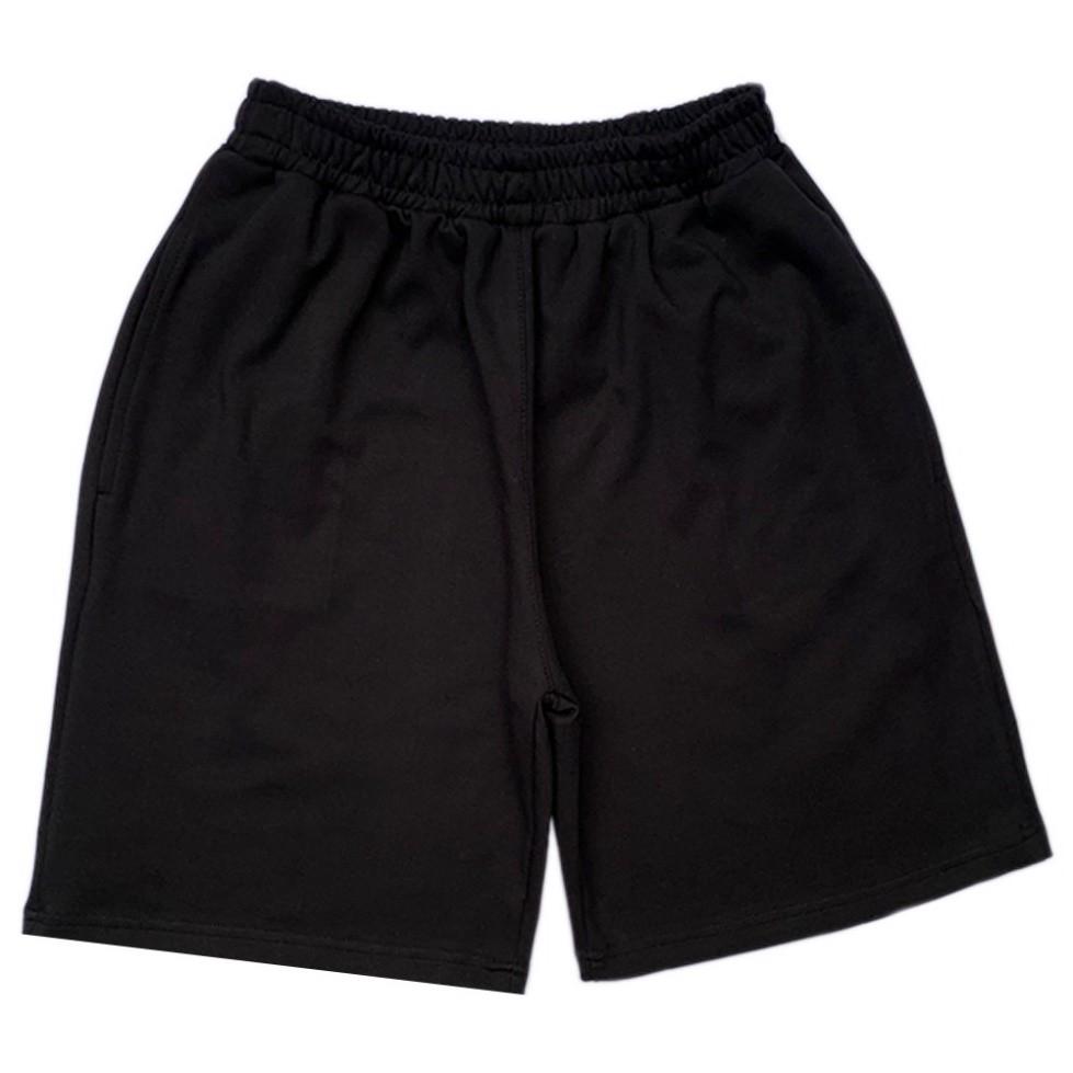 Quần short ống rộng Unisex cạp cao màu đen CRQ014