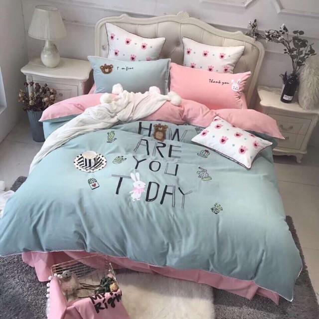 Trọn bộ chăn ga gối lụa 6 món mẫu mới 2019
