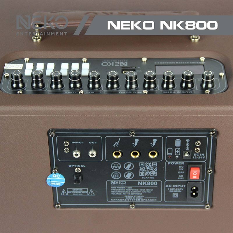 Loa Karaoke Xách Tay Neko NK800 (Công Suất 120W, Kèm 2 Micro Không Dây UFH) - Hàng Chính Hãng