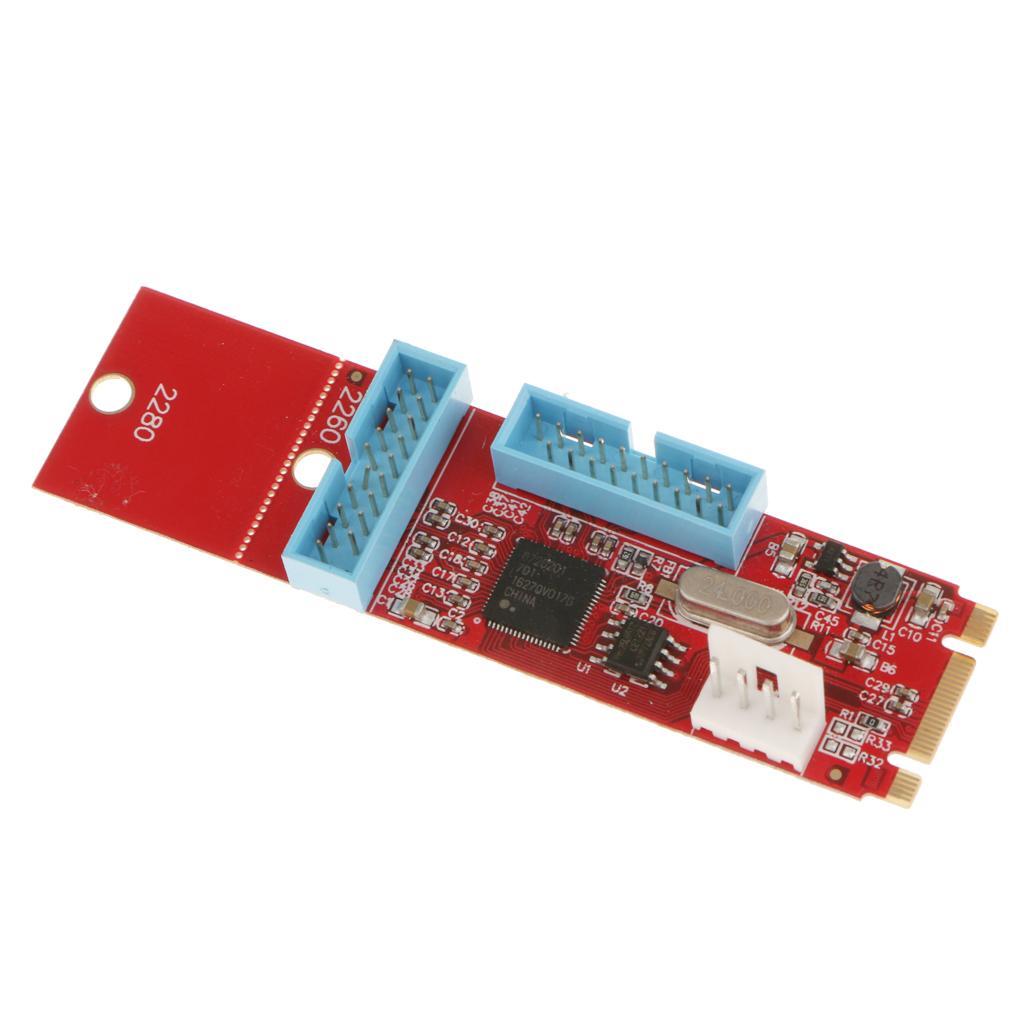 2 Port 19Pin USB3.0 To NGFF M.2 B M Key Adapter Converter Card Expresscard