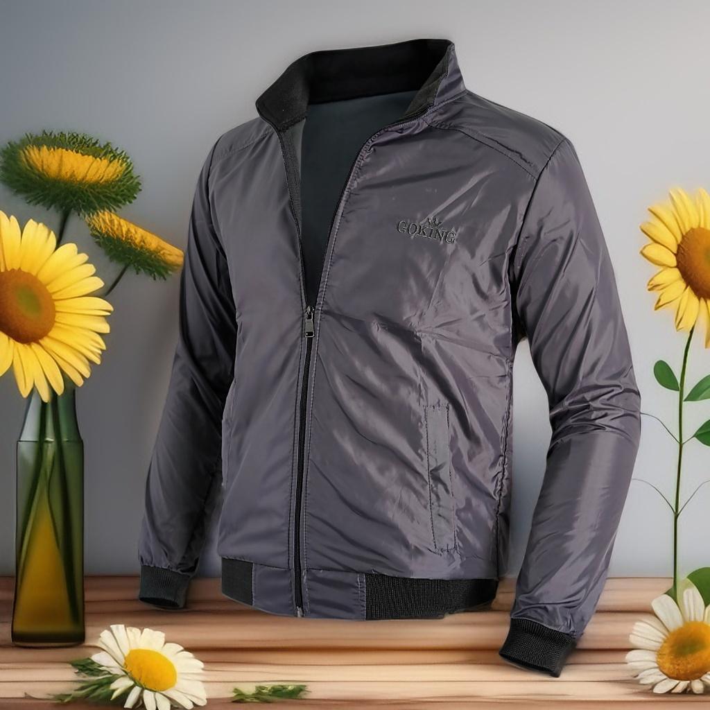 Áo Khoác Gió Cách Nhiệt Goking, Form Unisex Cho Nữ Nam. Ngoài Vải Dù, Trong Lót Vải Cào Cách Nhiệt. Hàng Việt Nam Chất Lượng Cao. - Xám Ghi - M