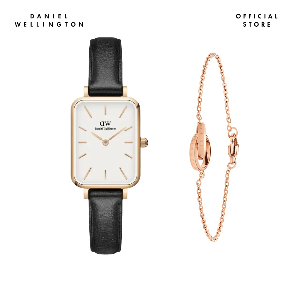 Combo Gift Nữ Daniel Wellington Đồng hồ Quadro Pressed Sheffield DW00100434 + Vòng tay Elan Unity Bracelet DW00400160