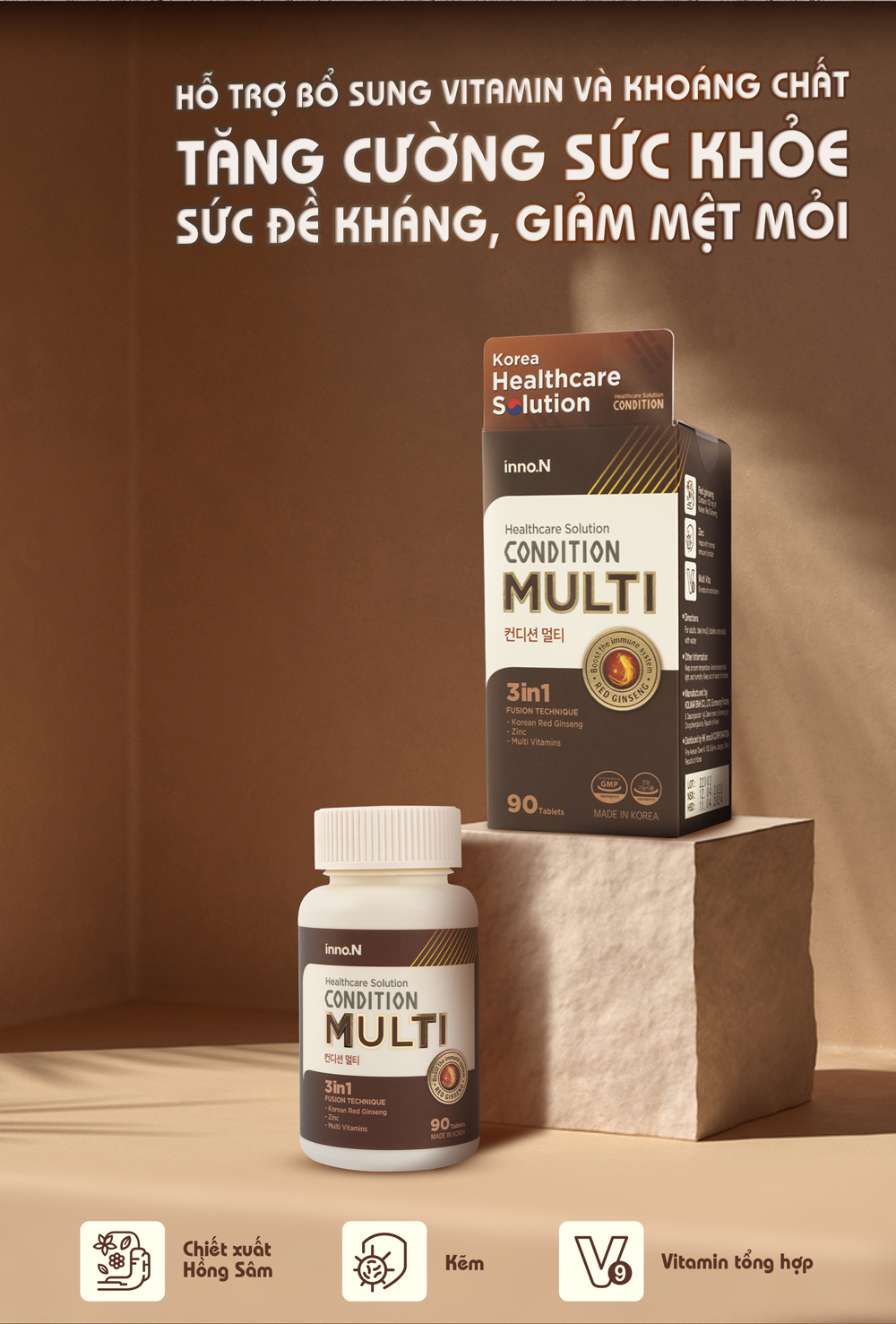 Thực phẩm bảo vệ sức khỏe CONDITION MULTI - Hộp 90 viên - Date 21-01-2024