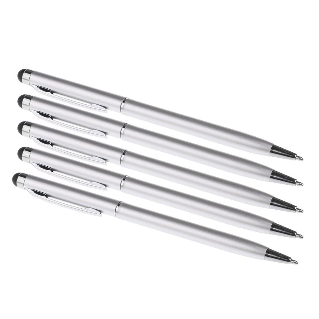 5x Universal 2-in-1 Capacitive Touch Screen Pen Stylus Pen for Phone Silver