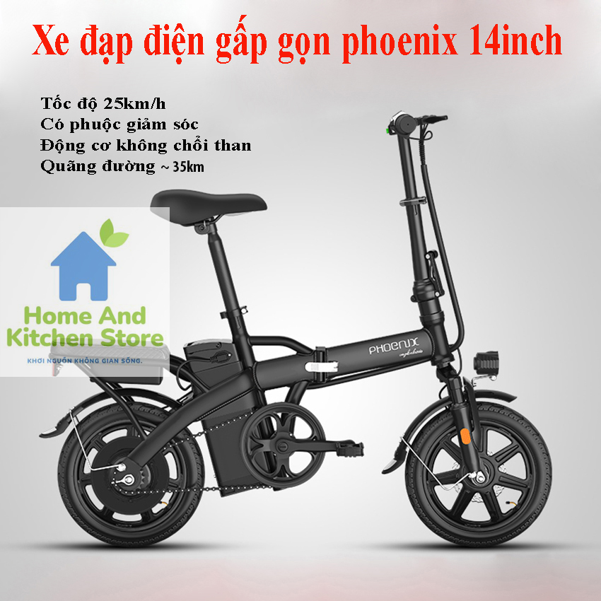 Xe đạp điện gấp gọn 14inch vành đúc phanh đĩa kép cao cấp CÓ GIỎ, pin dung lượng lớn tốc độ 25km/h, xe đạp điện xếp gọn, xe đạp điện cao cấp