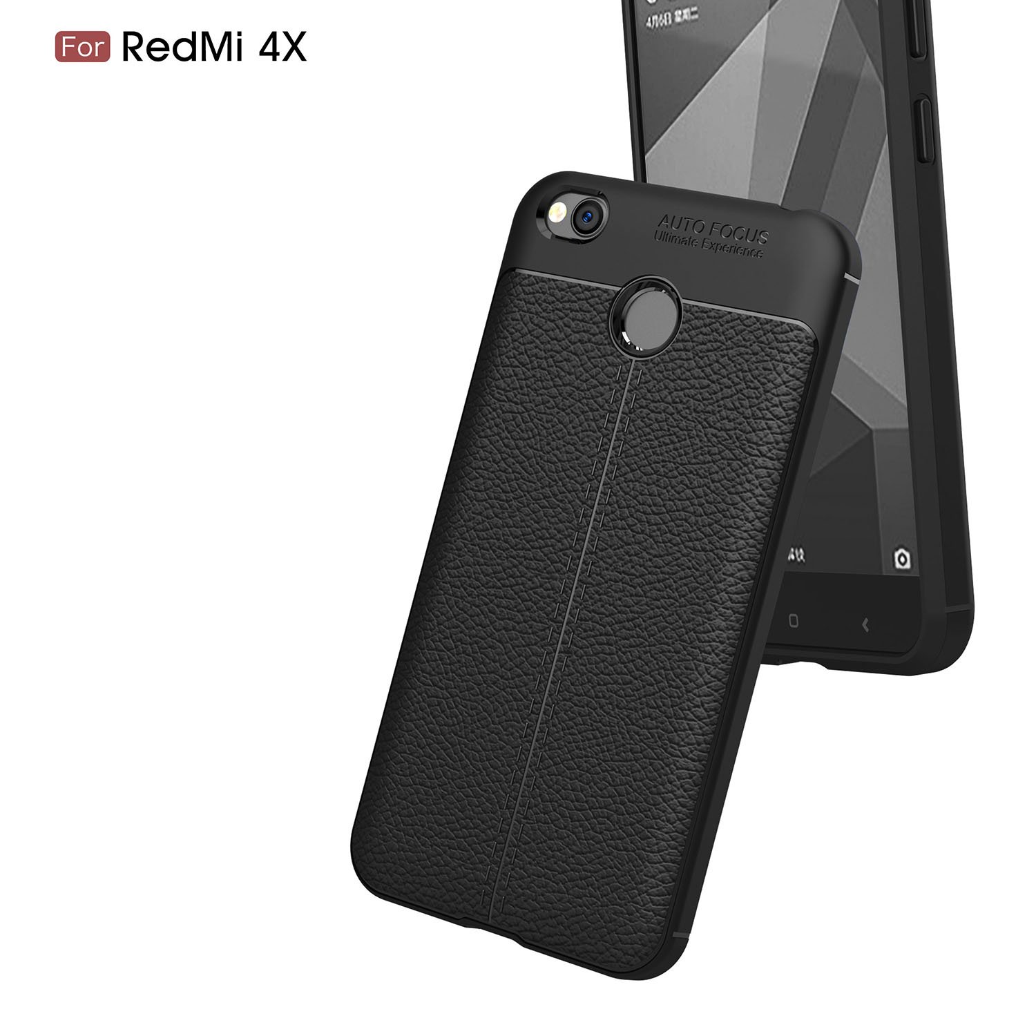 Ốp lưng Silicon Auto Focus giả da, chống sốc dành cho Xiaomi Redmi 4X - Hàng Chính Hãng