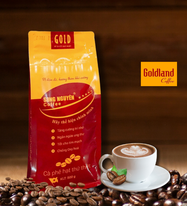 Cà phê Hạt Song Nguyên GOLD2 Túi 500g/ Cà phê Goldland