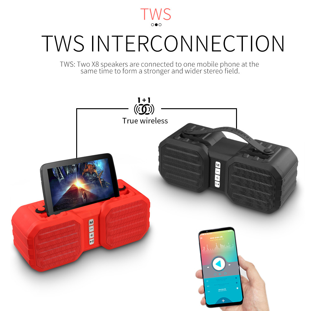 Loa Bluetooth Không Dây X8 HiFi Đa Chức Năng Hộp Âm Thanh Nổi TWS Cho TF / U Disk / AUX In / Điện Thoại