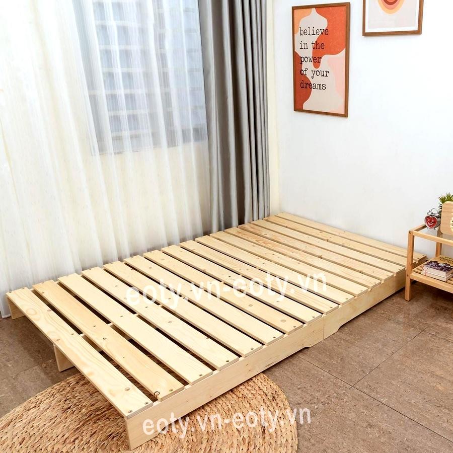 Giường pallet chân cao 10cm - Giường ngủ pallet gỗ thông Eotygroup